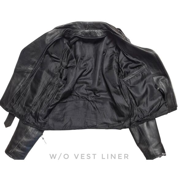 USA BIKERS Vintage Black Leather Moto Jacket Size 40 Thinsulate Removable Vest - Picture 14 of 14